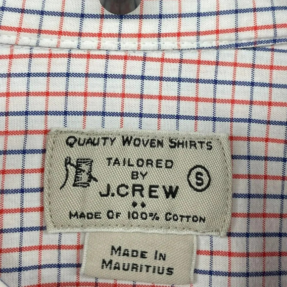 J.Crew Button-Down Shirt Men's Sz S Blue Red Windowpane Collared Chest Pocket - Picture 10 of 11
